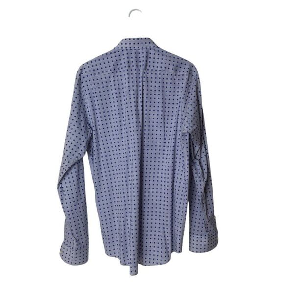 Antonio Cosentino Mens Slim Fit Dress Shirt Blue Polka Dot 100% Cotton Size 42/1 - Picture 4 of 5